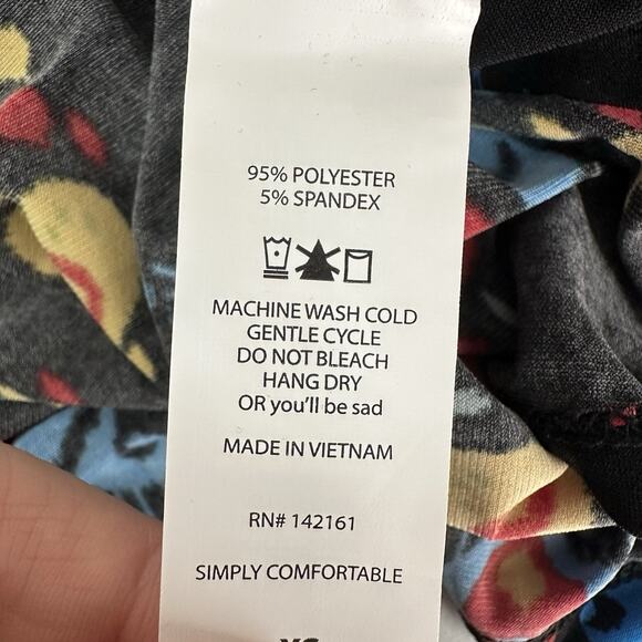 Lularoe Maxi Skirt Womens XS Black Slinky Stretch Multicolor Art Printed - Picture 10 of 11